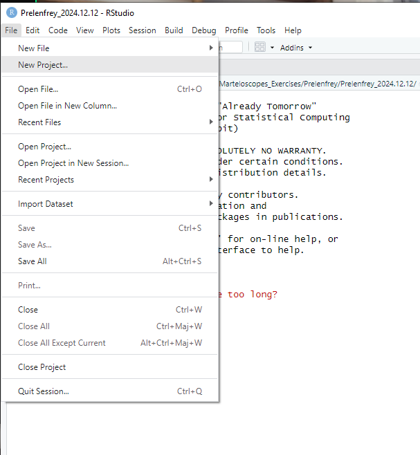 `File/New project` (in the upper left menu bar)